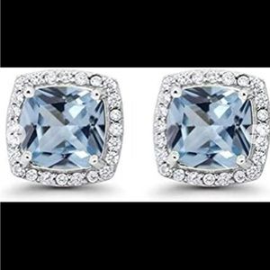 10k White Gold-pl. 2.00ct Aquamarine Earrings